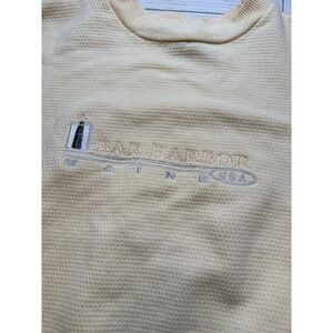 Exist Bar Harbor Maine Lighthouse Butter Yellow Waffle Knit Crewneck Sweatshirt